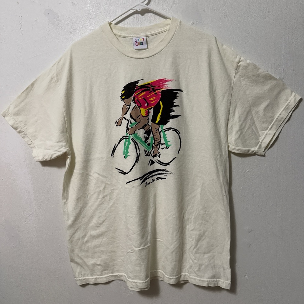 Tour De Stay Cool France Cycling T Shirt Large Brand New No Tag Color Cream